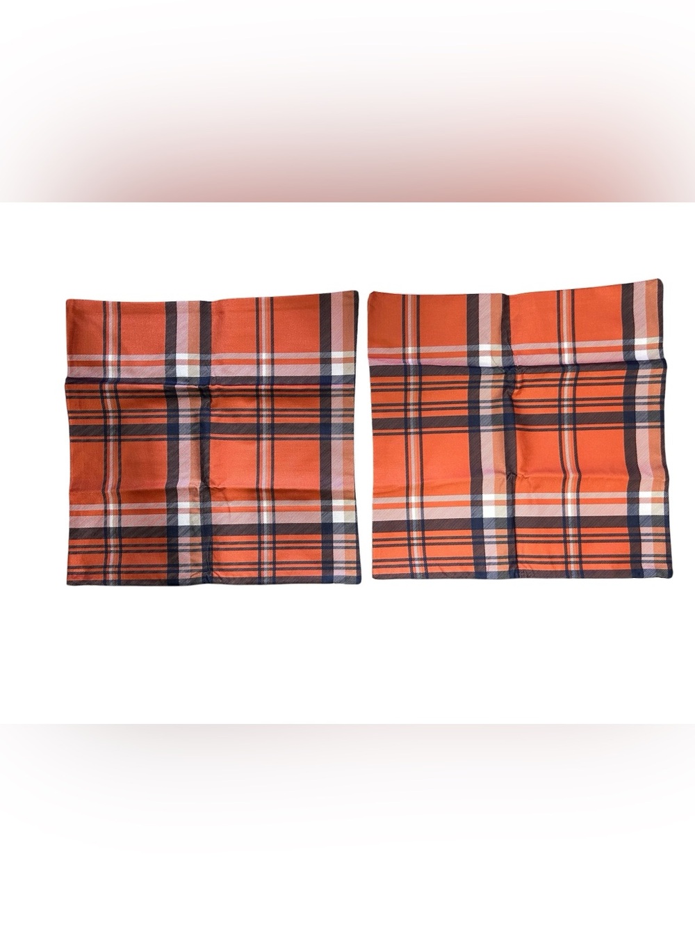 Orange Plaid Accent Pillow Covers - Set of 2 18x18